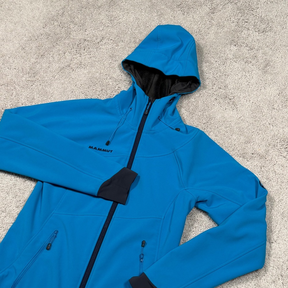 Mammut Luahna Midweight Jacket Womens XS Blue Hooded Fleece Lined 1010-19140